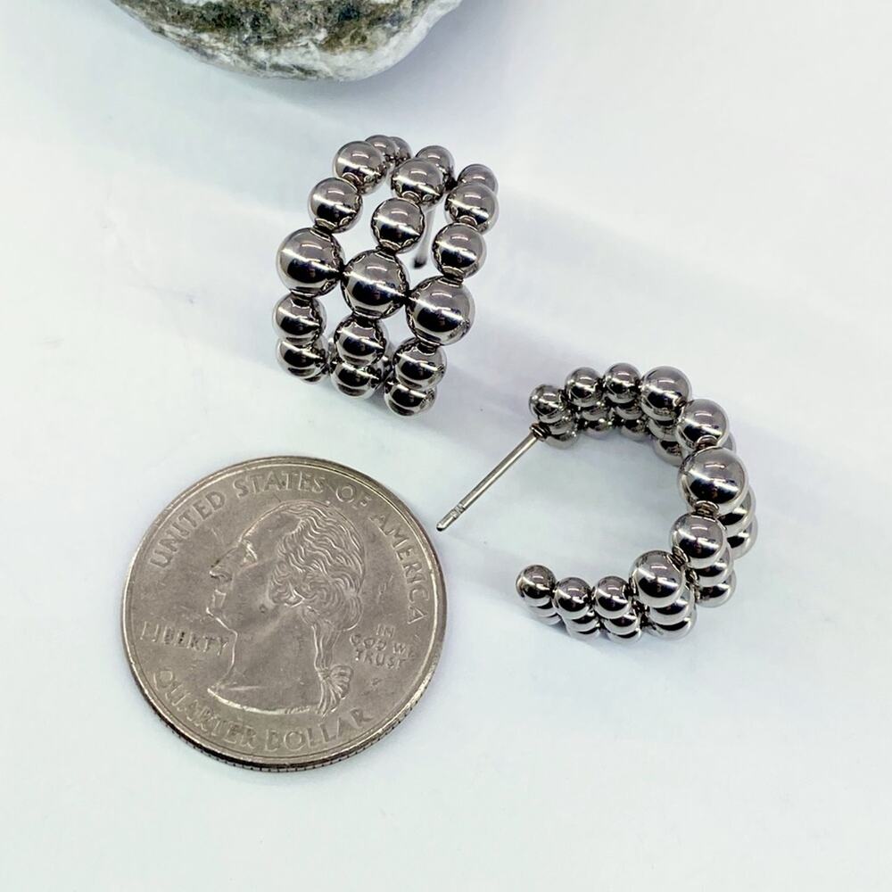 NEW Silver Bubble Hoop Earrings - Picture 11 of 12